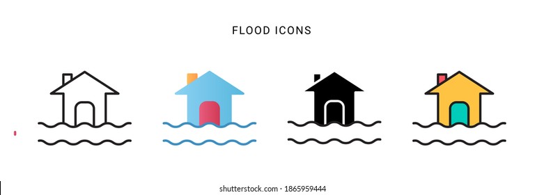 flood icon vector with different style design. isolated on white background