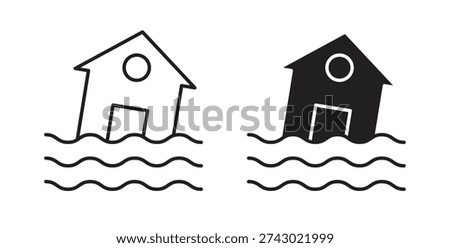 Flood icon vector Illustration and outline Icons. vector silhouette.