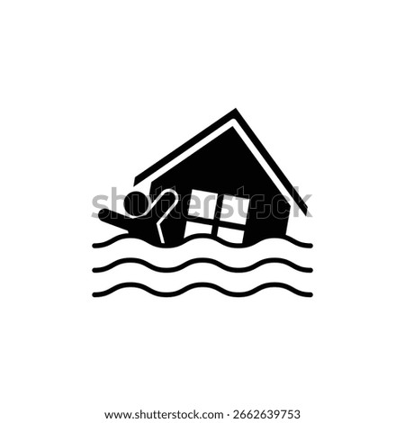 flood icon vector person and house drowns