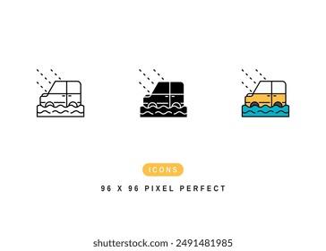 Flood Icon. Water Above Sea Level Pictogram Graphic Illustration. Isolated Simple Line Icon For Infographic, App and Web Button.