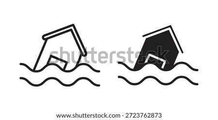 Flood icons in filled, thin line, outline and strokes