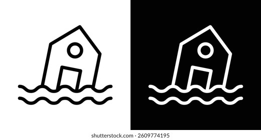 Flood icons vector set in stroke line style