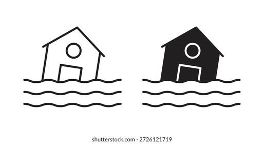 Símbolo de Vector de iconos de inundación con trazo editable y versiones planas