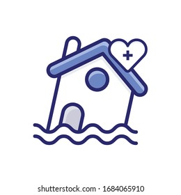 Flood Insurance Filled Outline vector illustration icon.