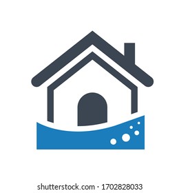Icono de seguro de inundación, gráfico vectorial.