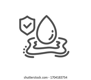 Flood insurance line icon. Flooding risk coverage sign. Water drop protection symbol. Quality design element. Editable stroke. Linear style flood insurance icon. Vector