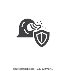 Flood insurance vector icon. filled flat sign for mobile concept and web design. Tsunami wave protection shield glyph icon. Symbol, logo illustration. Vector graphics