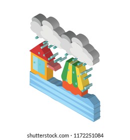 Flood isometric left top view 3D icon