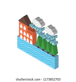 Flood isometric left top view 3D icon