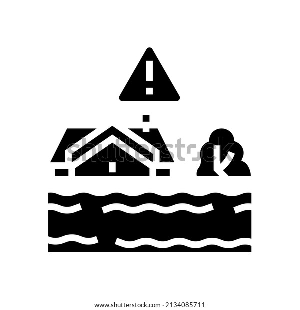 flood land glyph icon vector. flood\
land sign. isolated contour symbol black\
illustration