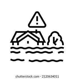 flood land line icon vector. flood land sign. isolated contour symbol black illustration