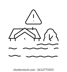 flood land line icon vector. flood land sign. isolated contour symbol black illustration