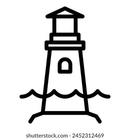 Flood lighthouse icon outline vector. Sea level. Ocean water