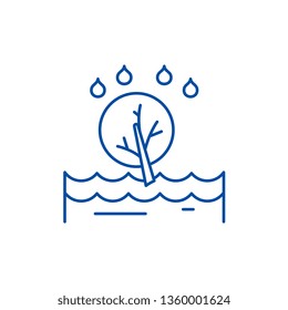 Flood line icon concept. Flood flat  vector symbol, sign, outline illustration.
