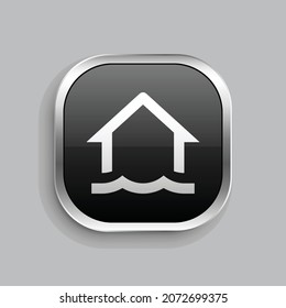 flood line icon design. Glossy Button style rounded rectangle isolated on gray background. Vector illustration