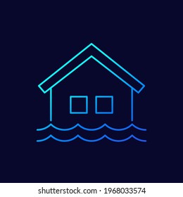 Flood line vector icon with a house