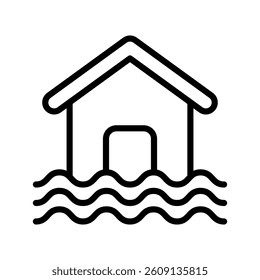 Flood Line Vector Illustration On White Background.