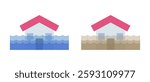 Flood and muddy water icon set. Vector.