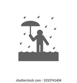 Flood and rain with man icon in trendy flat style isolated on white background. Symbol for your web site design, logo, app, UI. Vector illustration, EPS