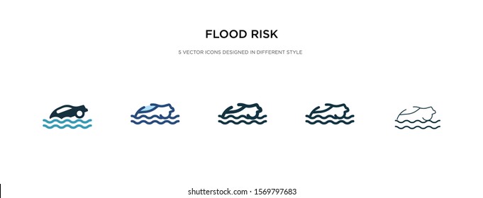 flood risk icon in different style vector illustration. two colored and black flood risk vector icons designed in filled, outline, line and stroke style can be used for web, mobile, ui