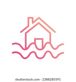 Flood Risk icon isolate white background vector stock illustration.