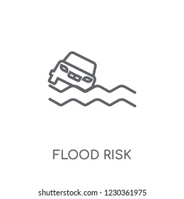 Flood risk linear icon. Modern outline Flood risk logo concept on white background from Insurance collection. Suitable for use on web apps, mobile apps and print media.