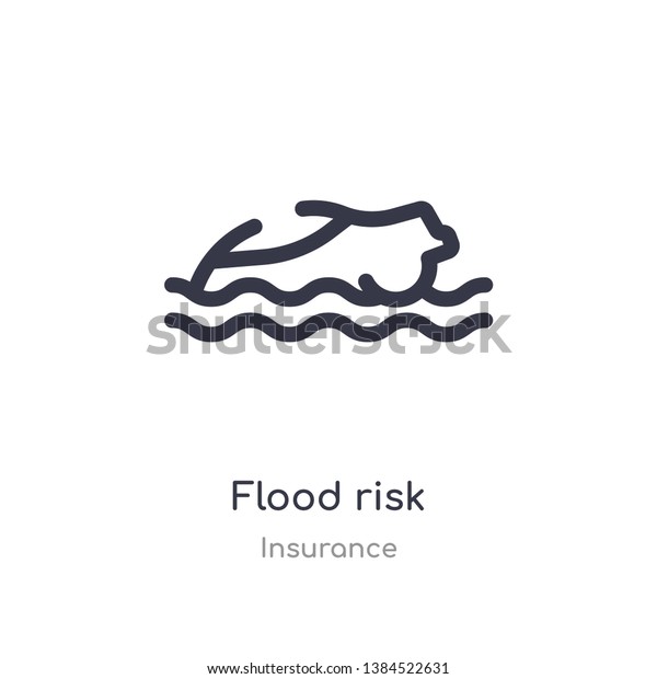 flood risk outline icon. isolated line vector\
illustration from insurance collection. editable thin stroke flood\
risk icon on white\
background