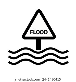 Flood road sign icon. High flood risk isolated on white background.