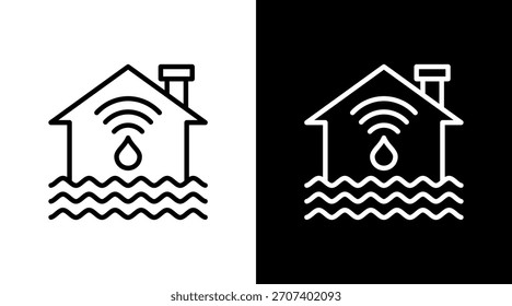 Flood Sensor White Icon Set Design