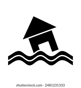 flood symbol icon, silhouette vector isolated on white background. simple and modern design