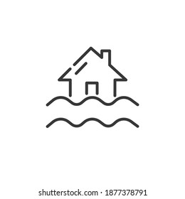Flood thin line icon. Isolated weather vector illustration