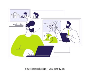 Flood threat abstract concept vector illustration. Group of people learning about flood threat, climate change consequences, ecology industry, environmental problem studying abstract metaphor.