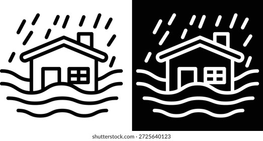 Versión de dos tonos de inundación en fondo blanco y negro