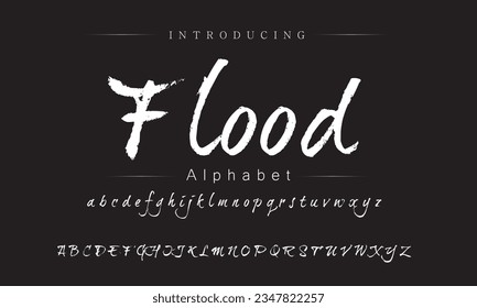 Flood vector brush style font, alphabet, typeface