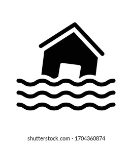 icono plano de glifo vector de inundación 