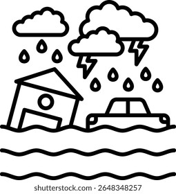 Flood vector icon. Can be used for printing, mobile and web applications.