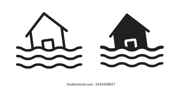 Flood vector icon set in black.