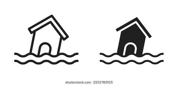 Flood vector icon set in black color.