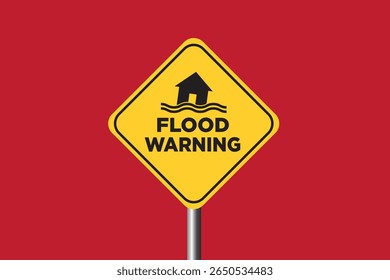  Flood Warning concept background. flooded building and a flood area or emergency situation.