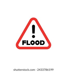 flood warning sign icon. vector illustration road sign. wet weather and flooding 