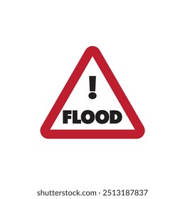 Flood warning sign. vector illustration weather warning symbol 