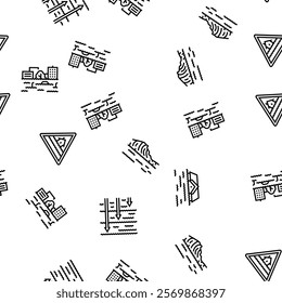 flood water disaster rain vector seamless pattern thin line illustration