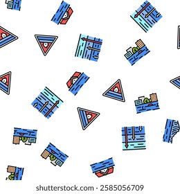 flood water disaster rain vector seamless pattern thin line illustration