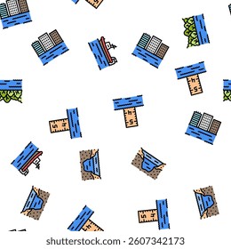 flood water disaster rain vector seamless pattern thin line illustration