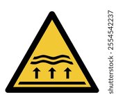 Flood zone warning sign. Yellow triangle sign isolated on white background. Vector