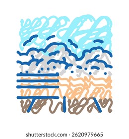 vetor de esboço do ícone de doodle da ponte inundada. sinal de desastre da ponte inundada. ilustração de símbolo isolado