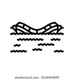 flooded bridge disaster line icon vector. flooded bridge disaster sign. isolated contour symbol black illustration