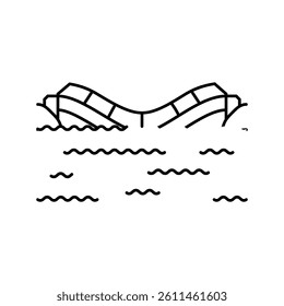flooded farmland disaster line icon vector. flooded farmland disaster sign. isolated contour symbol black illustration