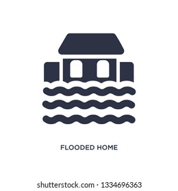 flooded home icon. Simple element illustration from meteorology concept. flooded home editable symbol design on white background. Can be use for web and mobile.