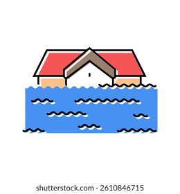 flooded house disaster color icon vector. flooded house disaster sign. isolated symbol illustration